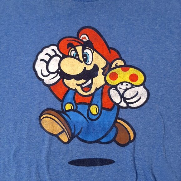 Super Mario T-shirt Men's Size Medium Blue Soft Nintendo NES Retro Video Game - Picture 2 of 5